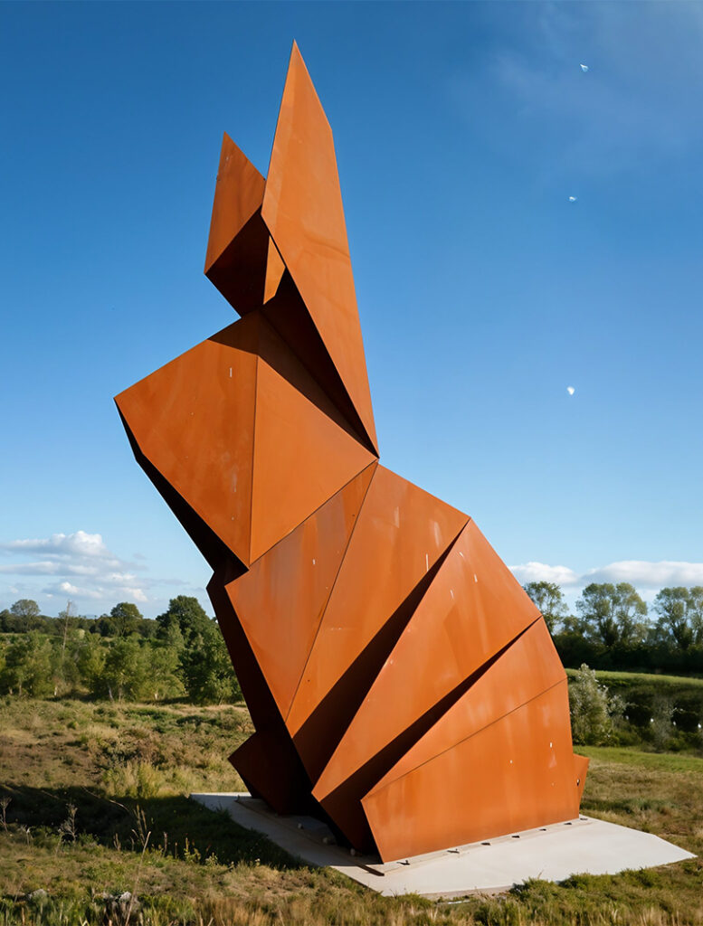 sculpture roobet acier corten